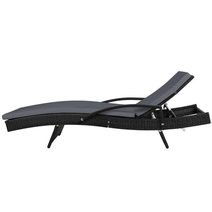 Adjustable Wicker Beach Chair Patio Lounger Black