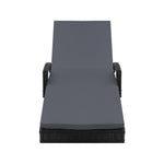 2Pc Adjustable Wicker Beach Chair Patio Lounger Black