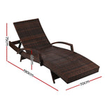 2pc Sun Lounge Outdoor Furniture Day Bed Rattan Wicker Lounger Patio