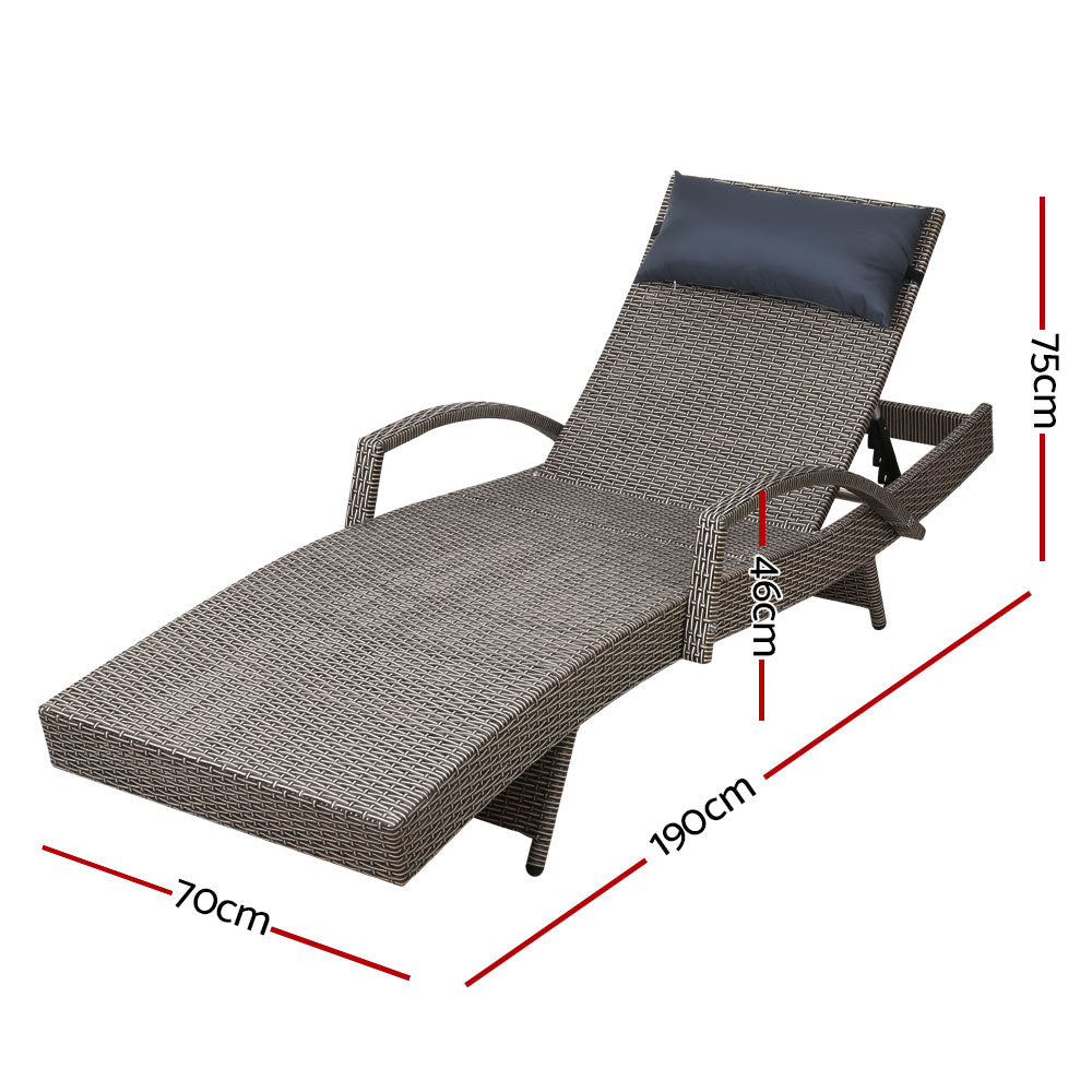 Adjustable Wicker Beach Armchair Grey&Beige