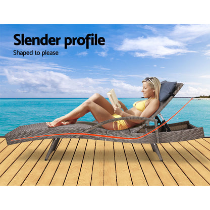 Adjustable Wicker Beach Armchair Grey&Beige