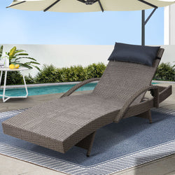 Adjustable Wicker Beach Armchair Grey&Beige