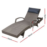 2X Adjustable Wicker Beach Armchair Grey&Beige