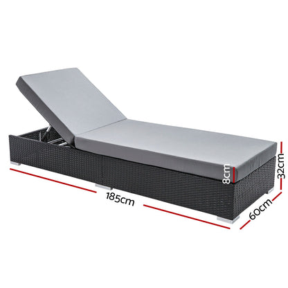 Adjustable Rattan Garden Day Bed