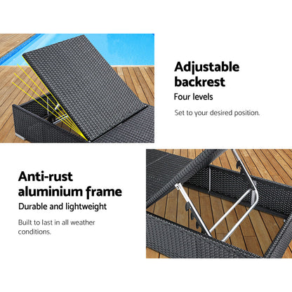 Adjustable Rattan Garden Day Bed