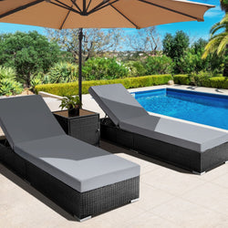 3Pc Rattan Garden Day Bed