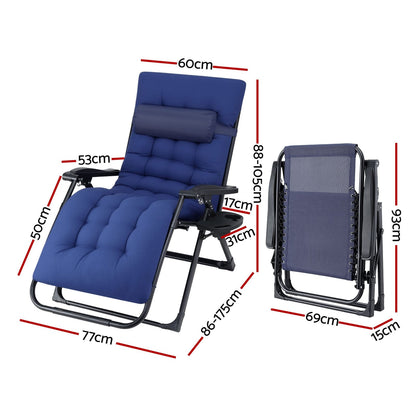 Folding Sun Lounge Chair Blue 69x15x93cm