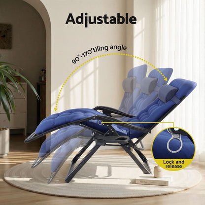 Folding Sun Lounge Chair Blue 69x15x93cm