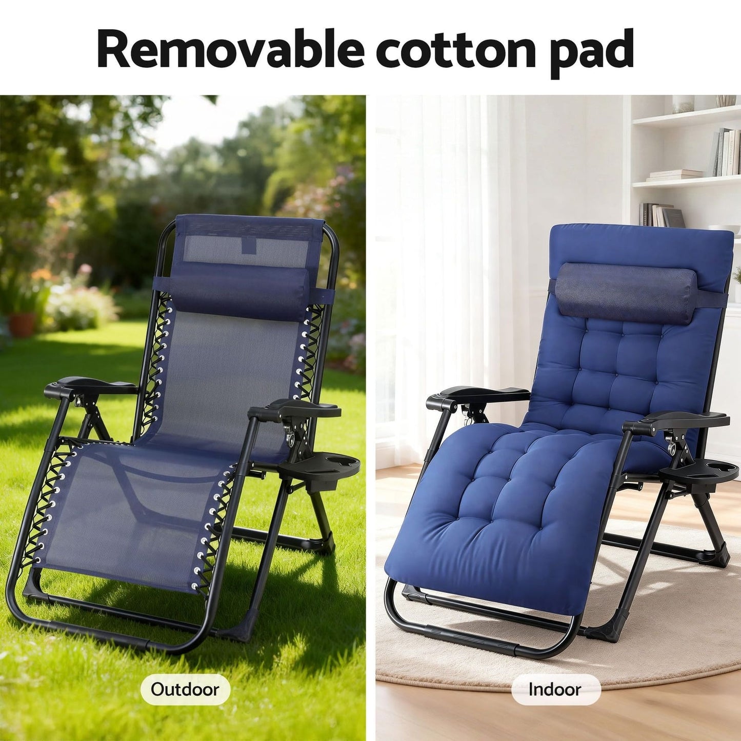 Folding Sun Lounge Chair Blue 69x15x93cm