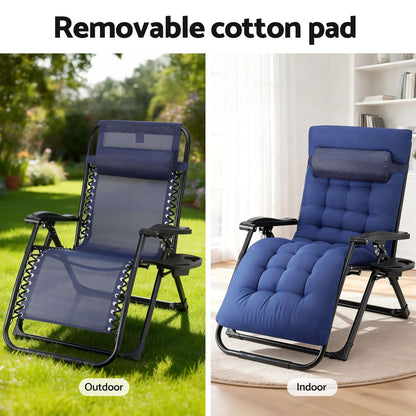 Folding Sun Lounge Chair Blue 69x15x93cm
