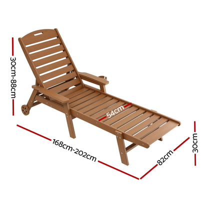 HDPE Sun Lounger Outdoor Recliner Chair Wheels | HomeAndLiving