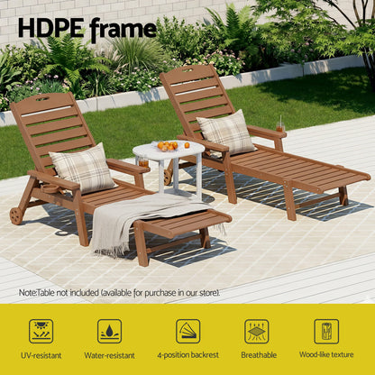 HDPE Sun Lounger Outdoor Recliner Chair Wheels | HomeAndLiving