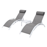 3PC Sun Lounge Outdoor Lounger Table Chairs Steel Patio Furniture Garden
