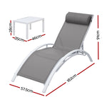 3PC Sun Lounge Outdoor Lounger Table Chairs Steel Patio Furniture Garden