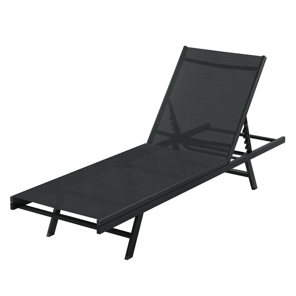  Steel Beach Chair Patio Lounger Black