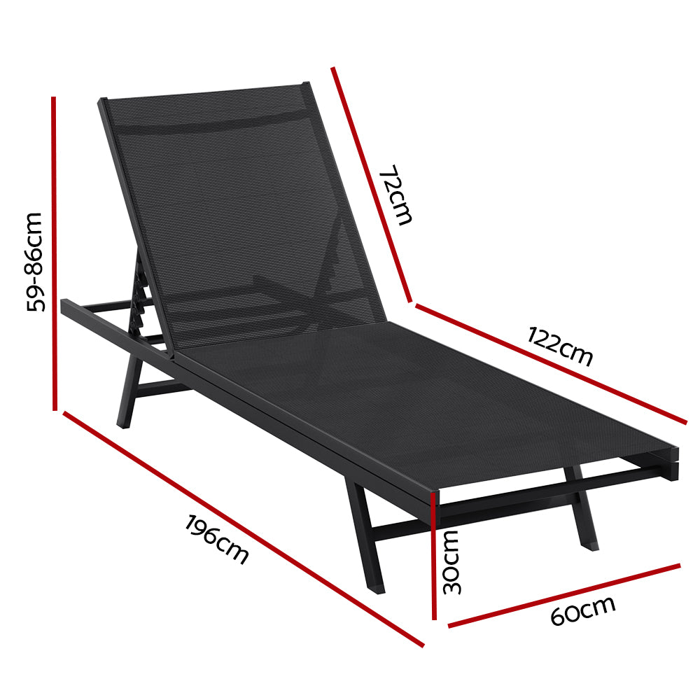 Steel Beach Chair Patio Lounger Black