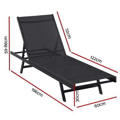 Steel Beach Chair Patio Lounger Black