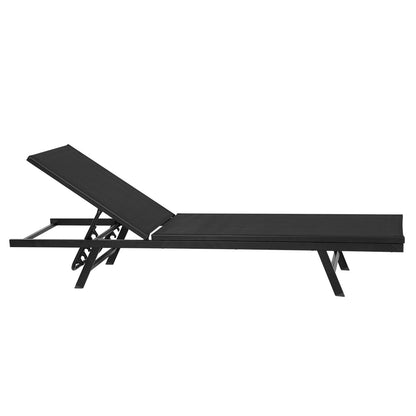 Steel Beach Chair Patio Lounger Black