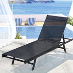 Steel Beach Chair Patio Lounger Black