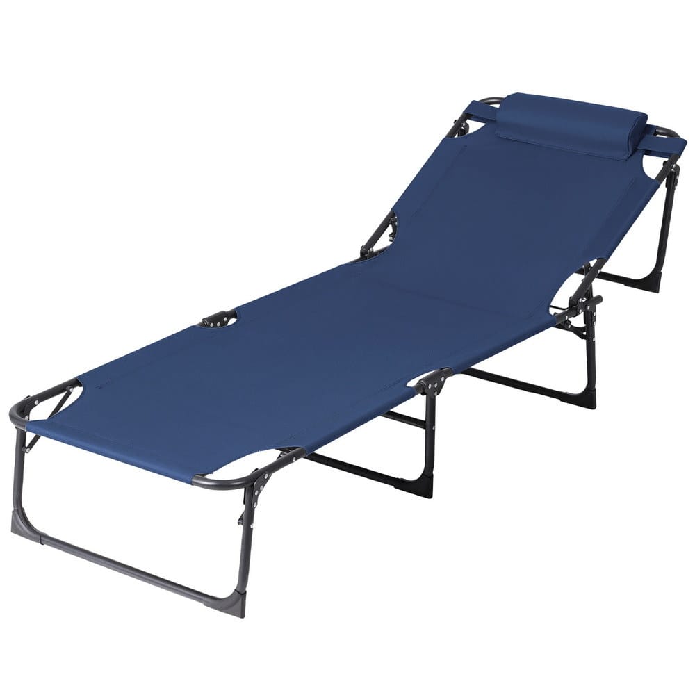 Folding Lounge Chair Blue 190x63x32cm