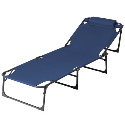 Folding Lounge Chair Blue 190x63x32cm