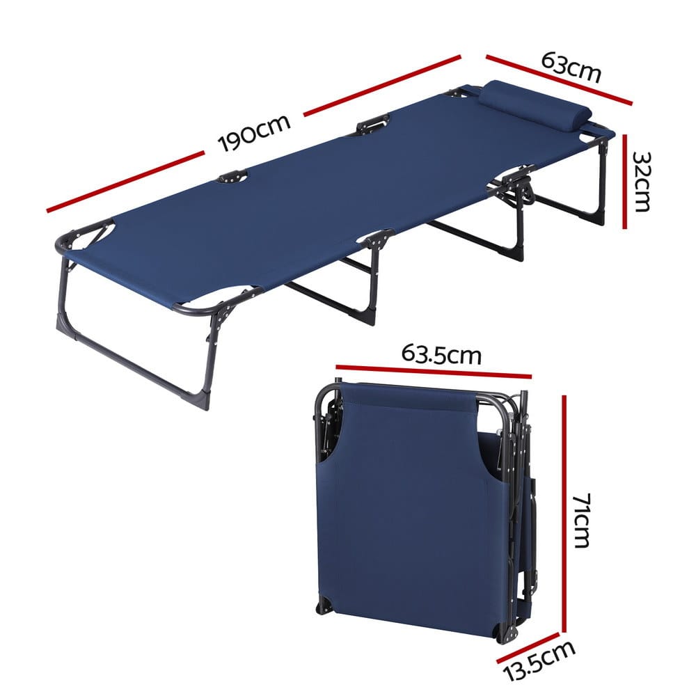 Folding Lounge Chair Blue 190x63x32cm