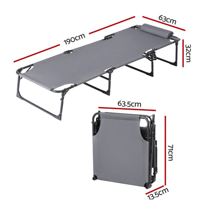 Folding Lounge Chair Grey 190x63x32cm