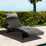 Adjustable Black Wicker Beach Chair Garden Lounger