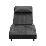 2Pc Adjustable Black Wicker Beach Chair Garden Lounger