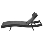 2Pc Adjustable Black Wicker Beach Chair Garden Lounger