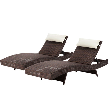 Outdoor Sun Lounge Setting Wicker Lounger Rattan Patio Furniture Brown