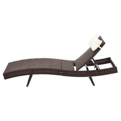 Outdoor Sun Lounge Setting Wicker Lounger Rattan Patio Furniture Brown