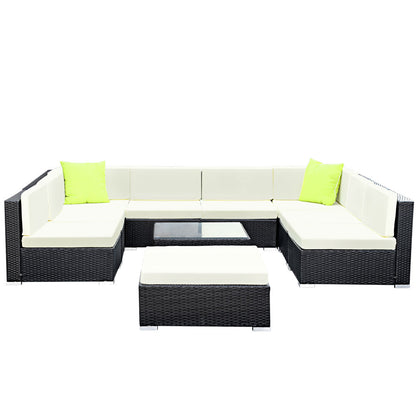 10-Piece Outdoor Sofa Set Wicker Couch Lounge Setting 9 Seater