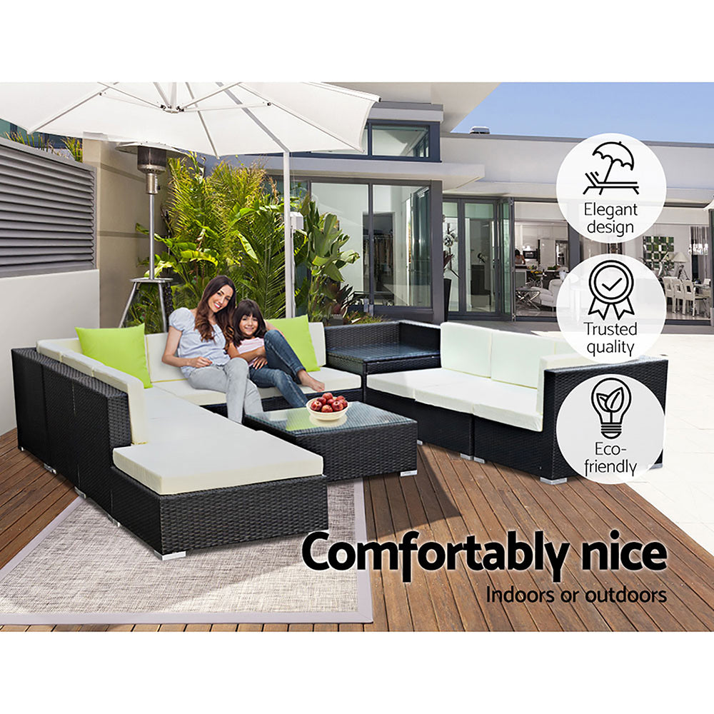 11Pc Sofa Set With Storage Cover Outdoor Furniture Wicker
