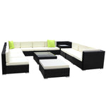 13PC Sofa Set with Storage Cover Outdoor Furniture Wicker