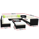 13PC Sofa Set with Storage Cover Outdoor Furniture Wicker