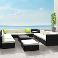 13-Piece Outdoor Sofa Set Wicker Couch Lounge Setting 11 Seater
