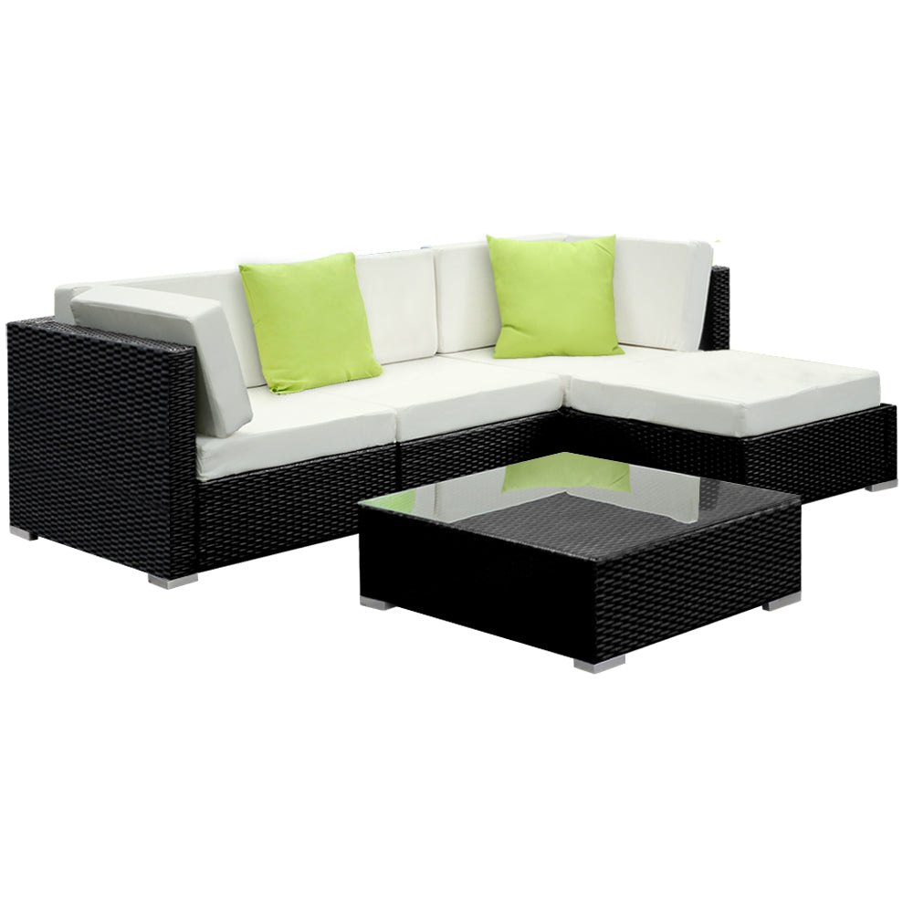 5-Piece Outdoor Sofa Set Wicker Couch Lounge Setting Cover