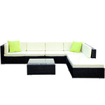 7-Piece Outdoor Sofa Set Wicker Couch Lounge Setting Cover