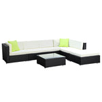 7-Piece Outdoor Sofa Set Wicker Couch Lounge Setting 6 Seater