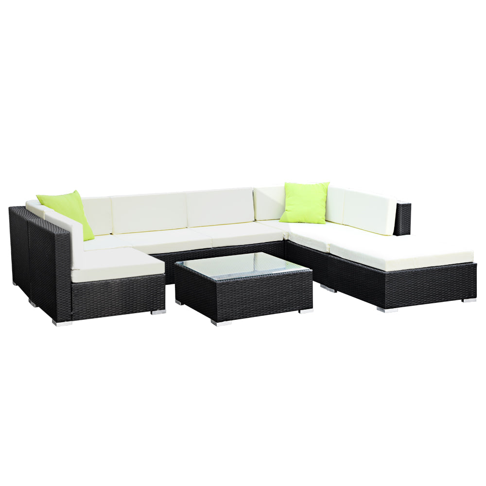 8-Piece Outdoor Sofa Set Wicker Couch Lounge Setting Cover