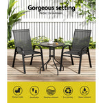 3Pc Bistro Set Outdoor Table And Chairs Stackable Outdoor Furniture Black