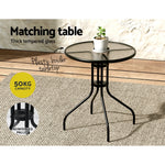 3PC Outdoor Bistro Set Table and Chairs Stackable Patio Furniture Black