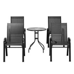 5Pc Bistro Set Outdoor Table And Chairs Stackable Outdoor Furniture Black