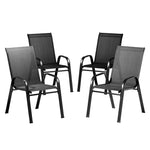 4Pc Outdoor Dining Chairs Stackable Lounge Chair Patio Furniture Black