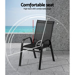 4Pc Outdoor Dining Chairs Stackable Lounge Chair Patio Furniture Black