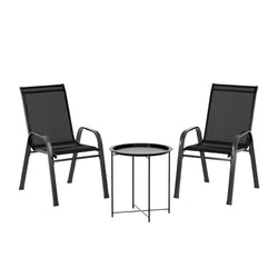 3-Piece Stackable Patio Bistro Set - Black