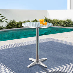 Outdoor Bar Table Adjustable Aluminium Round 70/110Cm