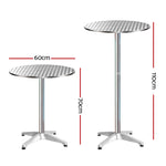 2pcs Adjustable Aluminium Outdoor round Bar Table