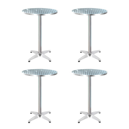 Set Of 4 Outdoor Bar Table Aluminium Round 70/110Cm